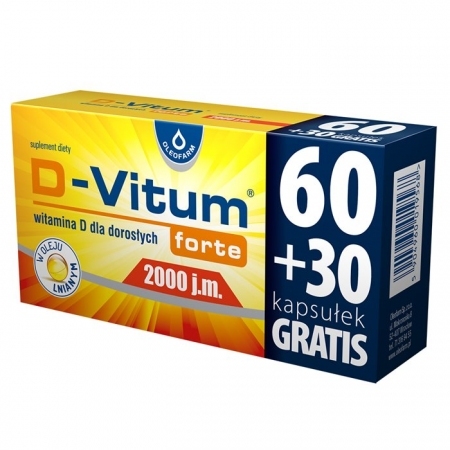 D-Vitum Forte 2000 j.m. witamina D dla dorosłych kapsułki, 90 szt. (60 szt. + 30 szt.)