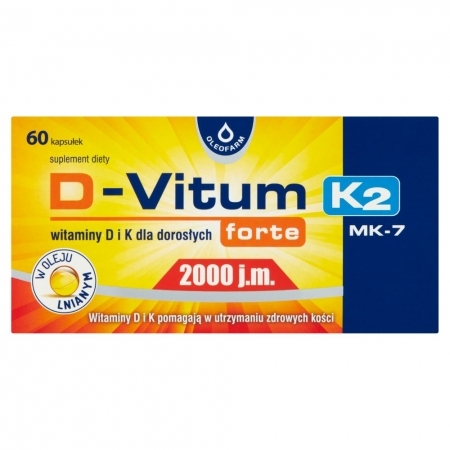 D-Vitum K2 forte 2000 j.m. kapsułki z witaminą D i K dla dorosłych, 60 szt.
