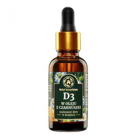 Herbal Monasterium Witamina D3 w kroplach oleju z czarnuszki, 30 ml
