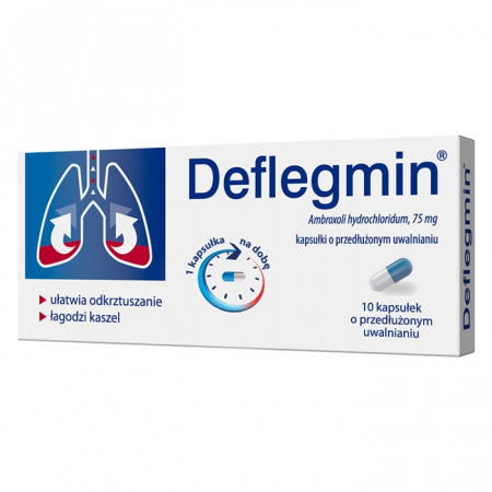 Deflegmin 75 mg 10 kapsułek o przedłużonym uwalnianiu