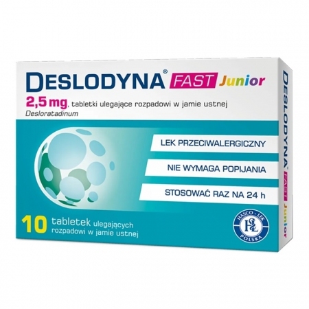 Deslodyna Fast Junior 2,5 mg tabletki ulegające rozpadowi w ustach, 10 szt.