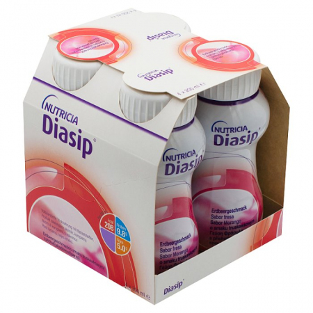 Diasip preparat odżywczy dla diabetyków o smaku truskawkowym, 4 x 200 ml