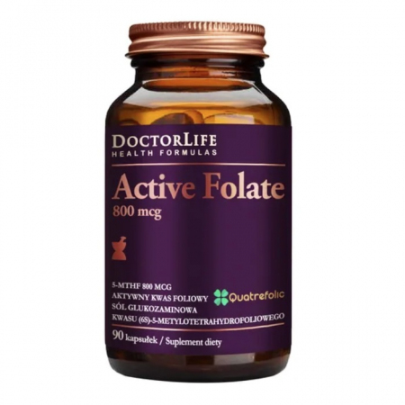 DoctorLife Active Folate 800 mcg kapsułki z aktywnym kwasem foliowym, 60 szt.