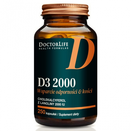DoctorLife D3 2000 kapsułki z witaminą D3 na odporność i kości, 120 szt.