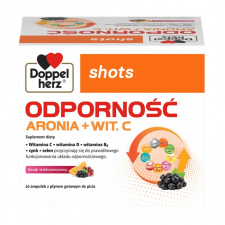 Doppelherz Shots Odporność aronia + witamina C w ampułkach, 20 x 25 ml