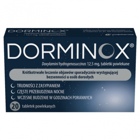Dorminox 12,5 mg tabletki powlekane o działaniu nasennym, 20 szt.