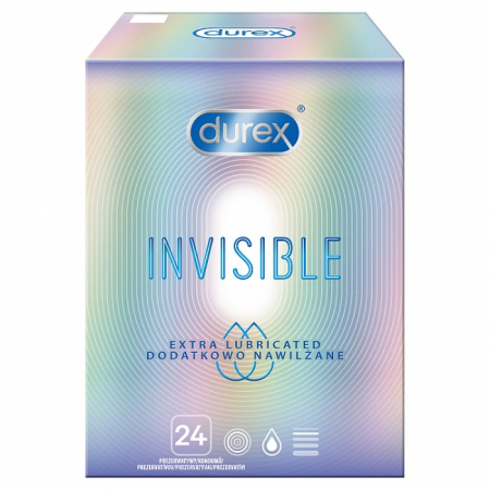 Durex Invisible dodatkowe nawilżenie Prezerwatywy  24 sztuki