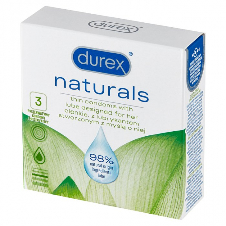 Durex Naturals Prezerwatywy 3 sztuki