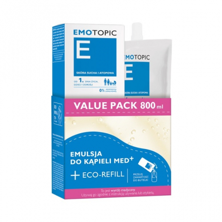 Emotopic Med+ emulsja do kąpieli, 400 ml + Eco Refill, 400 ml