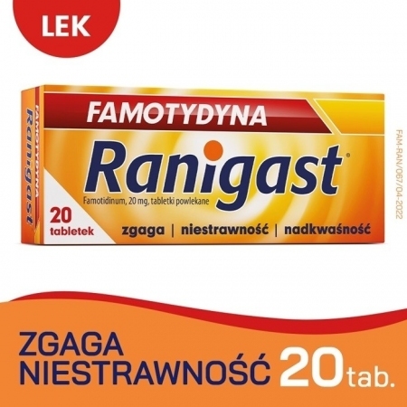 Famotydyna Ranigast  20mg 20 tabletek