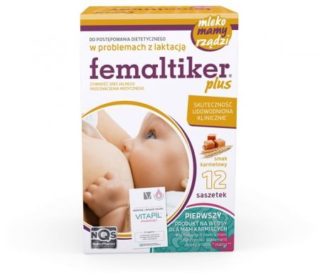 Femaltiker Plus 12 saszetek ( karmelkowy)  + Vitapil mama 4 tabletki