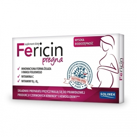 Fericin Pregna tabletki powlekane z żelazem i kwasem foliowym, 30 szt.