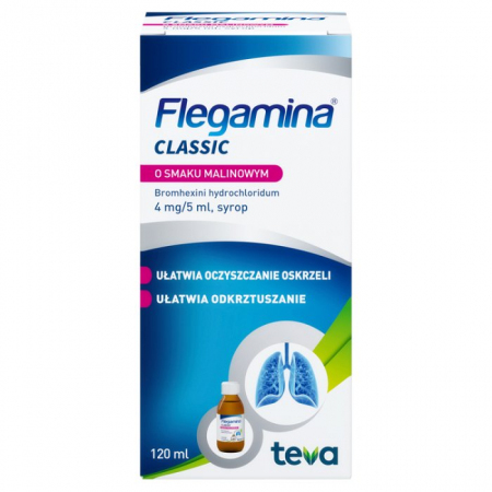Flegamina 4 mg/5 ml syrop o smaku malinowym, 120 ml
