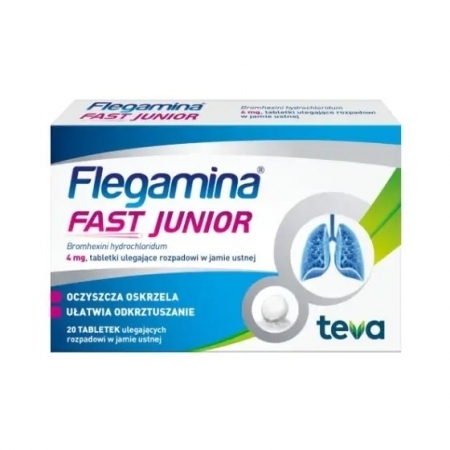 Flegamina Fast Junior 4 mg 20 tabletek ulegających rozpadowi w jamie ustnej