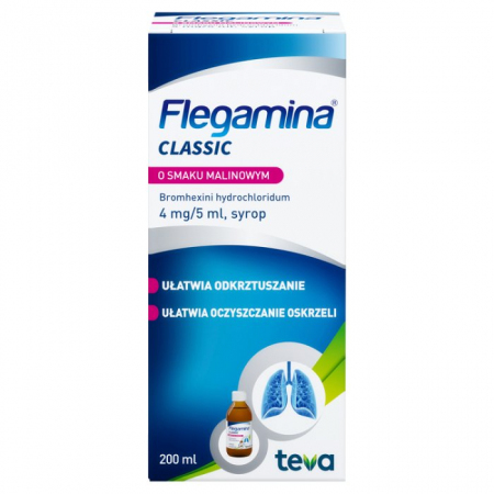 Flegamina 4 mg/5 ml syrop o smaku malinowym, 200 ml