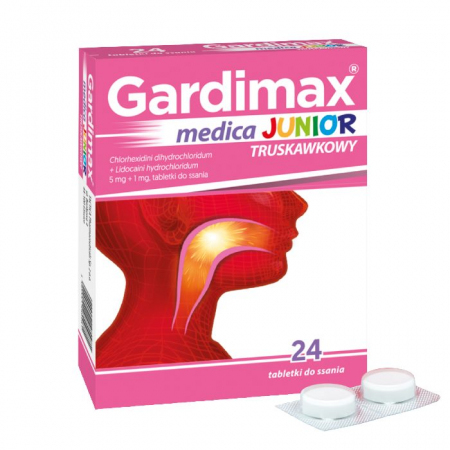 Gardimax Medica Junior truskawkowy tabletki do ssania, 24 szt.