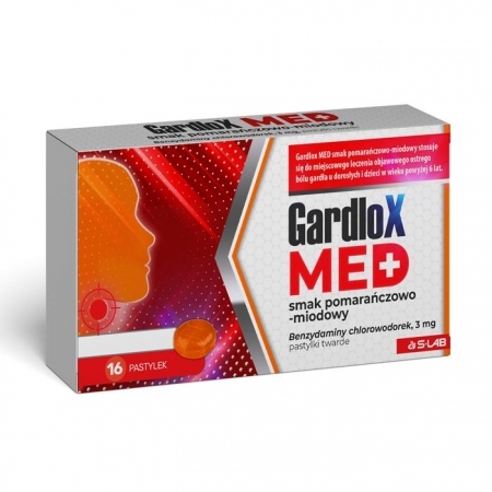 Gardlox MED 16 pastylek do ssania (smak pomarańczowo-miodowy)
