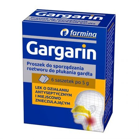 Gargarin 5 g 6 saszetek z proszkiem / Ból gardła