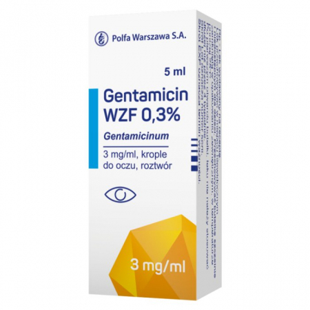 Gentamicin 0,3% 3 mg/1 ml 5 ml krople do oczu