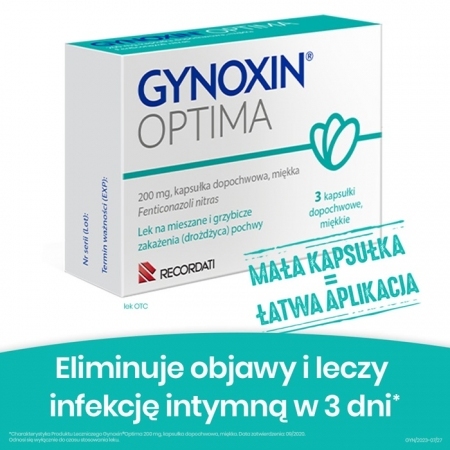 Gynoxin Optima 200 mg 3 kapsułki dopochwowe