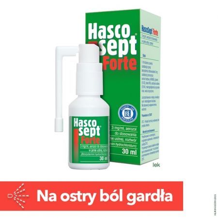Hascosept Forte aerozol 30 ml / Ostry ból gardła