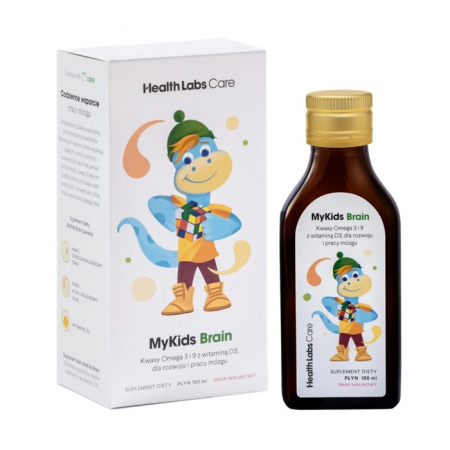 Health Labs MyKids Brain kwasy omega 3 i 9 z witaminą D dla dzieci, 100 ml