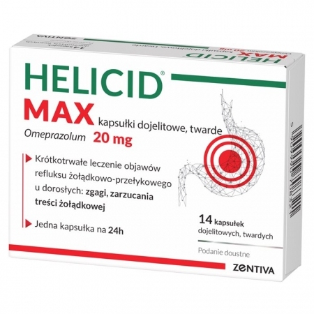 Helicid Max 20 mg 14 kapsułek dojelitowych twardych