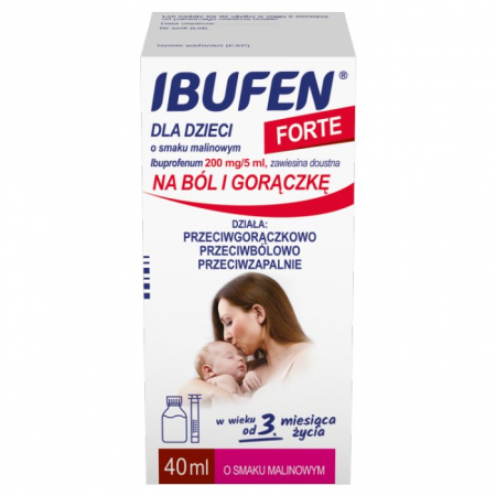 Ibufen Forte zawiesina (smak malinowy) 40 ml / Ból i gorączka u dzieci
