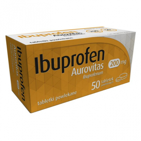 Ibuprofen Aurovitas 200 mg tabletki powlekane przeciwbólowe, 50 szt.