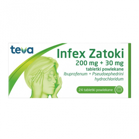 Infex Zatoki 200 mg + 30 mg tabletki powlekane, 24 szt.