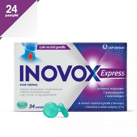 Inovox Express (smak mięta) 24 pastylek do ssania