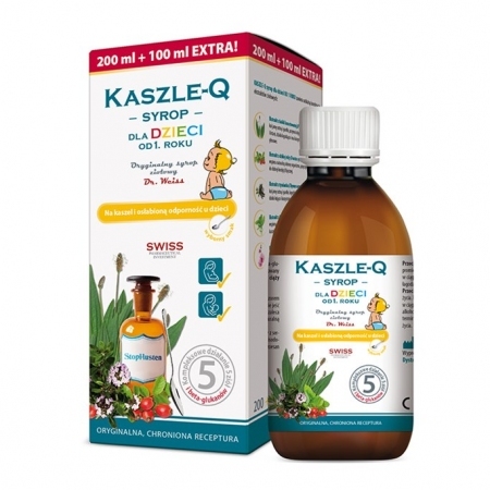 Kaszle-Q ziołowy syrop na kaszel i przeziębienie dla dzieci, 300 ml