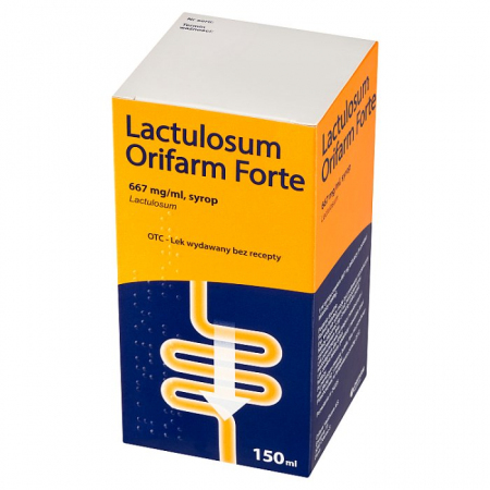 Lactulosum Orifarm Forte syrop na zaparcia o smaku truskawkowym, 150 ml