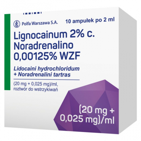 Lignocainum hydrochloricum 2% iniekcje 2 ml, 10 ampułek