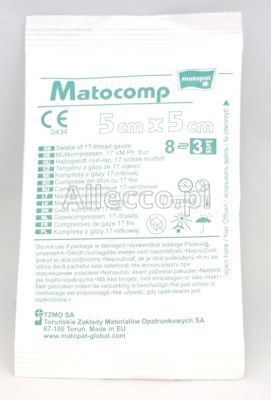 MATOCOMP Kompresy jałowe 17 nitek 8 warstw 5cm x 5cm 3 szt.
