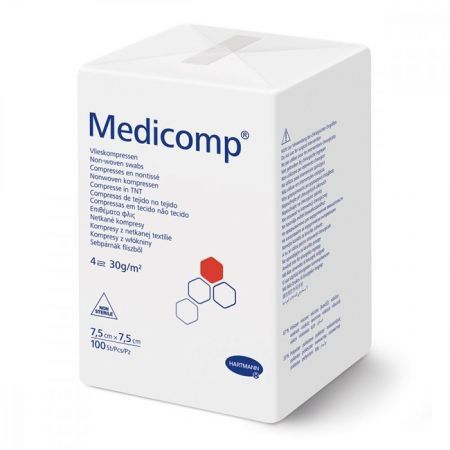 MEDICOMP Kompresy niejałowe z włókniny 7,5 cm x 7,5 cm 100 szt.