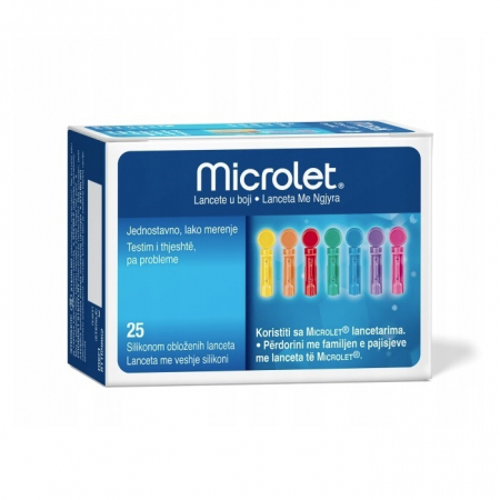 Microlet lancety kolorowe z silikonową powłoką, 25 szt.