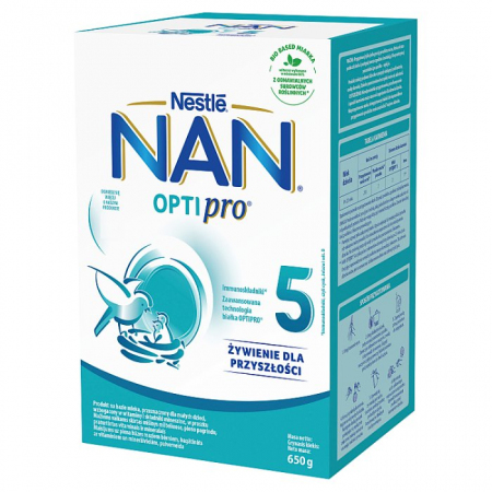 Nan Optipro 5 produkt na bazie mleka junior dla dzieci po 2,5 roku, 650 g