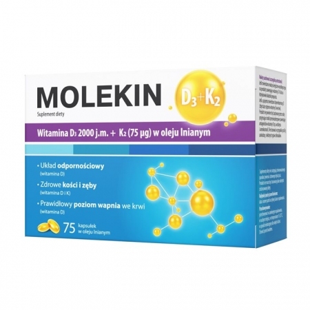Molekin D3+K2 w oleju lnianym 75 kapsułek