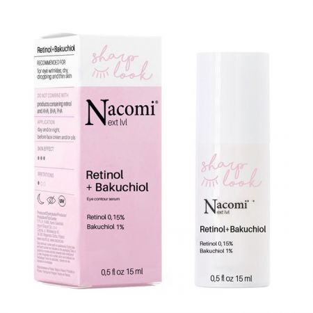 NACOMI Next Level Serum pod oczy przeciwzmarszczkowe Retinol + Bakuchiol 15 ml