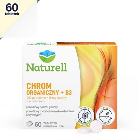 Naturell Chrom organiczny + B3 60 tabletek do rozgryzania i żucia