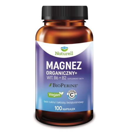 Naturell Magnez organiczny + witaminy B6 i B2 kapsułki, 100 szt.