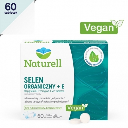 Naturell Selen Organiczny + E 60 tabletek do rozgryzania i żucia