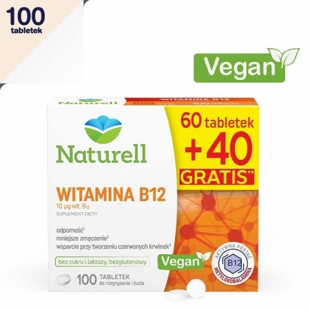Naturell Witamina B-12 60 tabletek + 40 tabletek gratis!