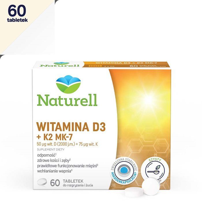 Naturell Witamina D3k2 Mk 7 60 Tabletek Do Ssania Zdrowe Kości Osteoporoza Lekischorzenia Alleccopl