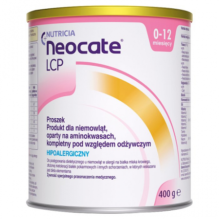 Neocate LCP preparat odżywczy od 0 do 12 miesięcy hipoalergiczny w proszku, 400 g