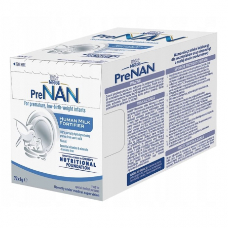 Nestle PreNAN wzmacniacz mleka kobiecego dla wcześniaków oraz niemowląt saszetki, 72 szt.