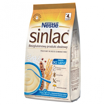 Nestle Sinlac bezglutenowy produkt zbożowy bez dodatku cukru, 300 g