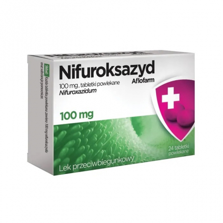 Nifuroksazyd Aflofarm 100 mg tabletki powlekane na biegunkę, 24 szt.