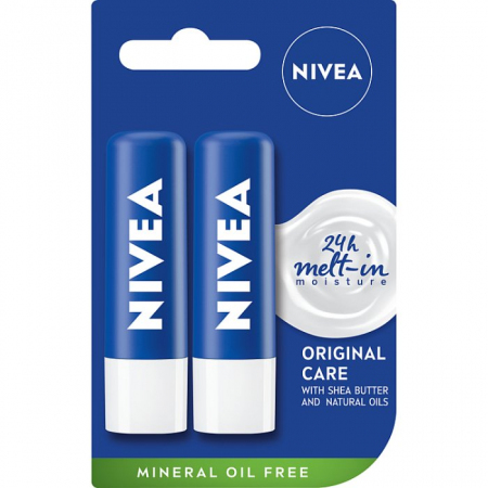 NIVEA Original Care Pielęgnująca pomadka do ust 2 szt.